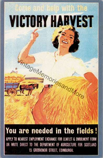 Victory Harvest World War II Recruitment Poster Nostalgia Postcard PC211