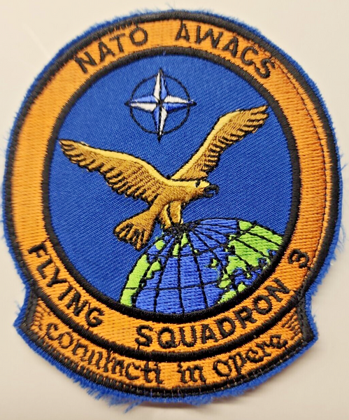 Vintage USAF Military NATO AWACS Flying Squadron 3 Patch 3.75"x 3.25" PB195
