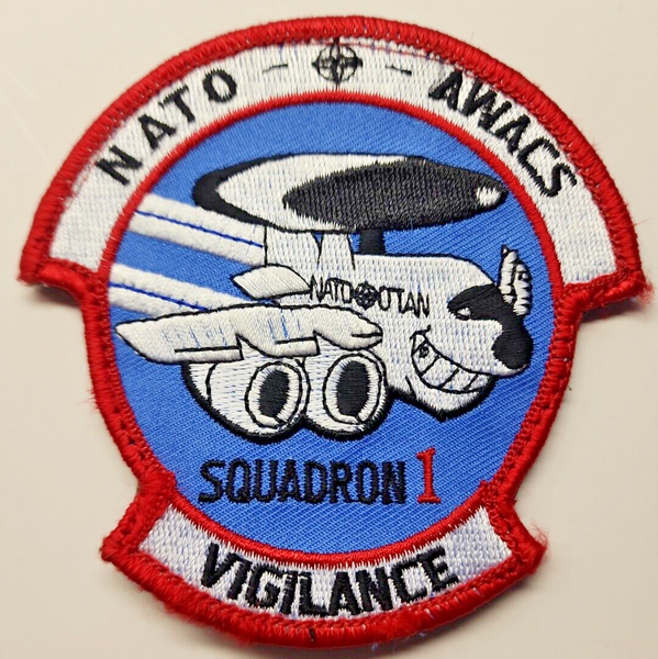 Vintage USAF Military NATO - AWACS Squadron 1 Vigilance Patch 3.75"x 3.75" PB195