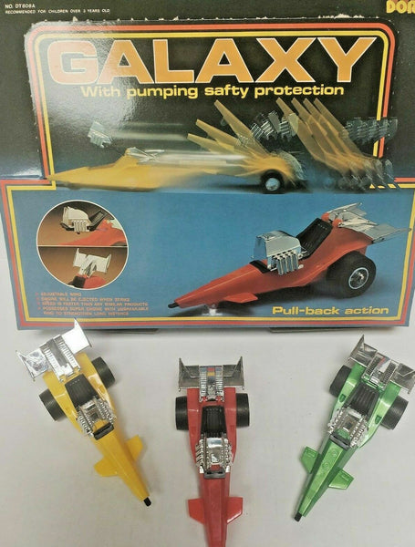 Vintage Galaxy Racers Pull Back Action Dragsters 1970'S Toys Lot of 3 Cars