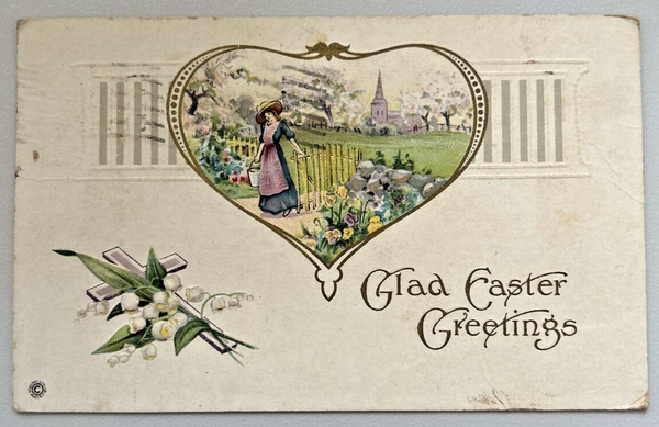 Glad Easter Greetings Vintage Embossed Postcard PC210