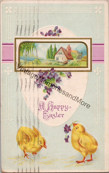 A Happy Easter Vintage Embossed Postcard PC210