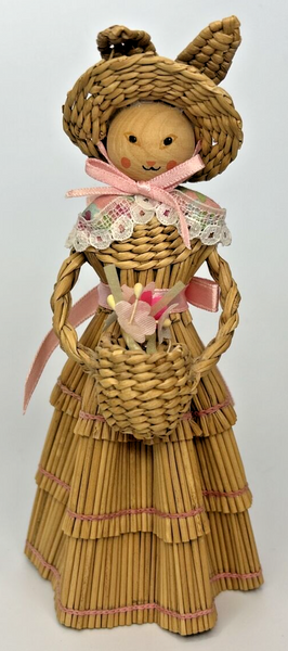 Vintage Japanese Woven Easter Bunny Spring Doll Figurine SKU PB196/8