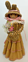 Vintage Japanese Woven Easter Bunny Spring Doll Figurine SKU PB196/15