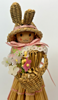 Vintage Japanese Woven Easter Bunny Spring Doll Figurine SKU PB196/15