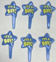 Bakery Craft Set of 6 "It's A Boy" Blue Star New Baby Cupcake Picks BC6