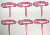 Bakery Craft Set of 6 Diaper Pin Baby Shower Cupcake Picks Pink BC6