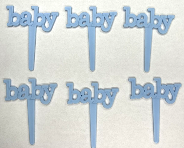 Bakery Craft  Set of 6 "Baby" Baby Shower Gender Reveal Cupcake Picks Blue BC6