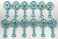 Vintage Baby Blue Baby Rattle Baby Shower Cupcake Toppers Set of 12 BC6