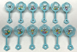 Vintage Baby Blue Baby Rattle Baby Shower Cupcake Toppers Set of 12 BC6