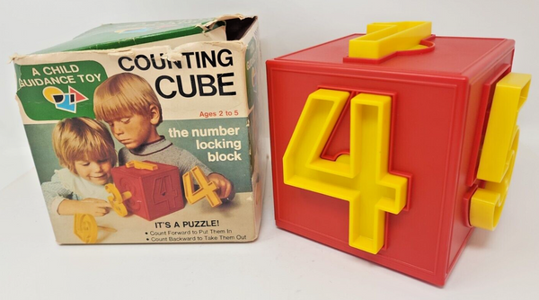 Vintage  Child Guidance Toys  Counting Cube Number Locking Block 103 in Box U154