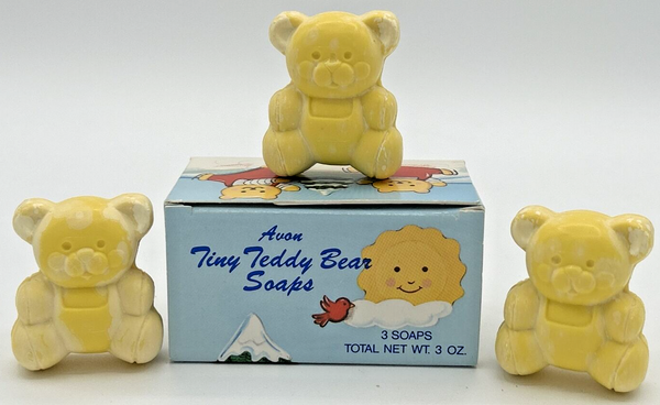 1988 Vintage Avon Tiny Teddy Bear Soaps Set of 3 New in Box SKU U192