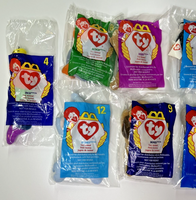 1999 McDonald's Ty Beanie Baby Happy Meal Toys Set of 11 + Paper Bag