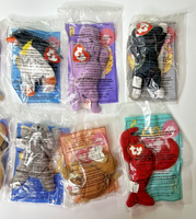 1999 McDonald's Ty Beanie Baby Happy Meal Toys Set of 11 + Paper Bag