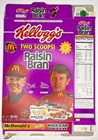 1997 Empty Kellogg's Raisin Bran McDonald's Hot Wheels 20OZ Cereal Box U198/79