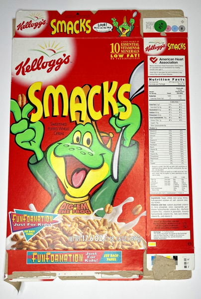 1999 Empty Kellogg's Smacks FunFormation  17.6 OZ Cereal Box SKU U198/56