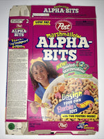 1998 Empty Marshmallow Alpha-Bits Barbie/Hot Wheels 14OZ Cereal Box SKU U198/87