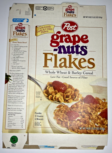 1997 Empty Grape Nuts Flakes 18OZ Cereal Box SKU U198/62