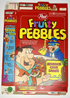 1996 Empty Fruity Pebbles Bedrock Cave Games 13OZ Cereal Box SKU U198/50