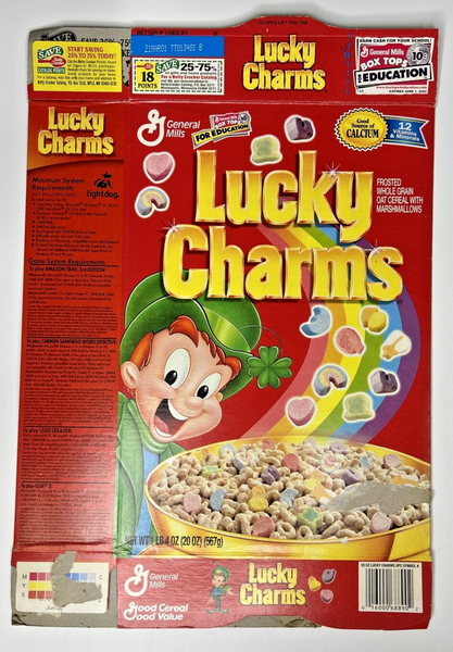 2000 Empty General Mills Lucky Charms 20 Oz Cereal Box U198/38