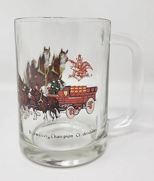 1970's Rare Budweiser Clydesdales Mug Beer Glass Barware Man Cave 12oz U94