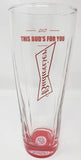 Rare Budweiser Red Beer Glass Barware Man Cave 16oz U94