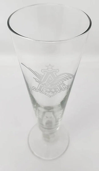 Rare Anheuser Busch Logo Etch Beer Pilsner Glass Barware Man Cave 12oz U94