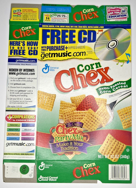 2001 Empty General Mills Corn Chex 12OZ Cereal Box SKU U198/106