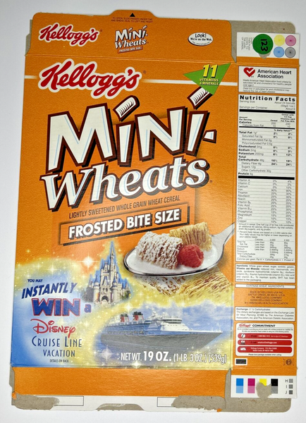 2001 Empty Kellogg's Mini-Wheats Disney 19OZ Cereal Box SKU U198/123