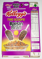 1997 Empty Kellogg's Raisin Bran Two Scoops 25.5OZ Cereal Box SKU U198/101