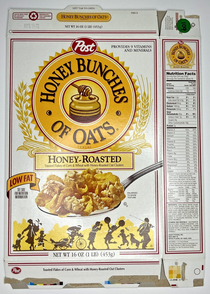 1998 Empty Honey Buches of Oats 16OZ Cereal Box SKU U198/109