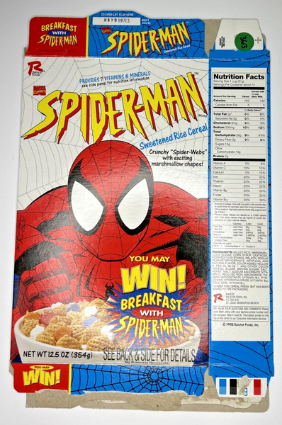 1997 Empty Marvel Spider-Man 12.5OZ Cereal Box SKU U200/363