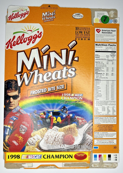 1999 Empty Mini-Wheats NASCAR Jeff Gordon 19OZ Cereal Box SKU U200/346