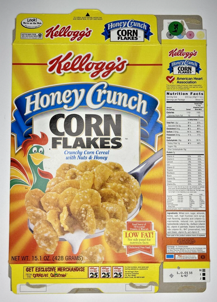 1998 Empty Honey Crunch Corn Flakes 15.1OZ Cereal Box SKU U200/354