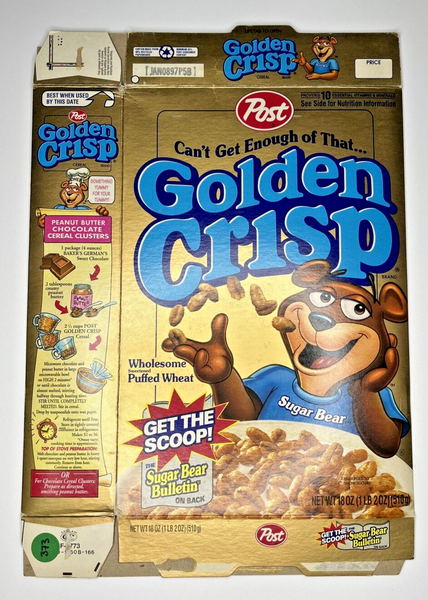 1996 Empty Golden Crisp 18OZ Cereal Box SKU U200/373