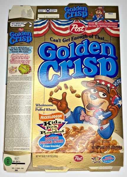 1997 Empty Post Golden Crisp Nickelodeon 18OZ Cereal Box SKU U200/355