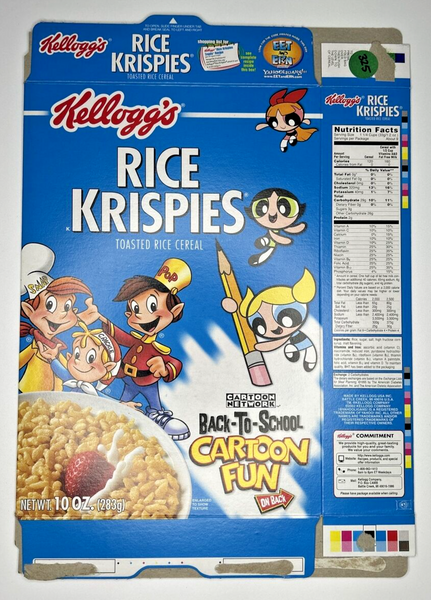 2003 Empty Rice Krispies Cartoon Network 10OZ Cereal Box SKU U200/325