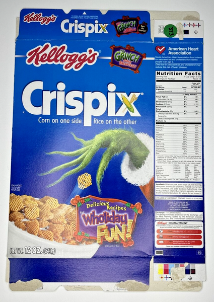 2001 Empty Crispix The Grinch Wholiday Fun 12OZ Cereal Box SKU U200/323