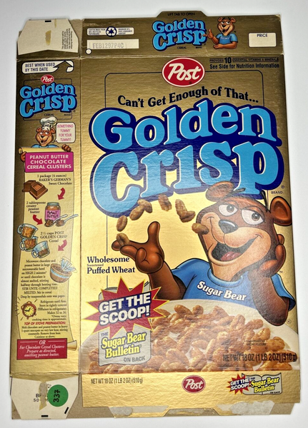 1996 Empty Golden Crisp 18OZ Cereal Box SKU U200/337