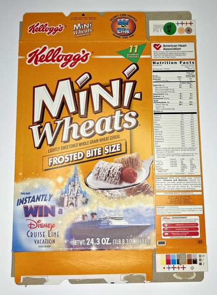 2001 Empty Mini-Wheats Disney Cruise Offer 24.3OZ Cereal Box SKU U200/316