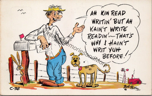 "Ah Kin Read Writin' But Ah Kain't Write Readin'" Vintage Comedy Postcard PC285
