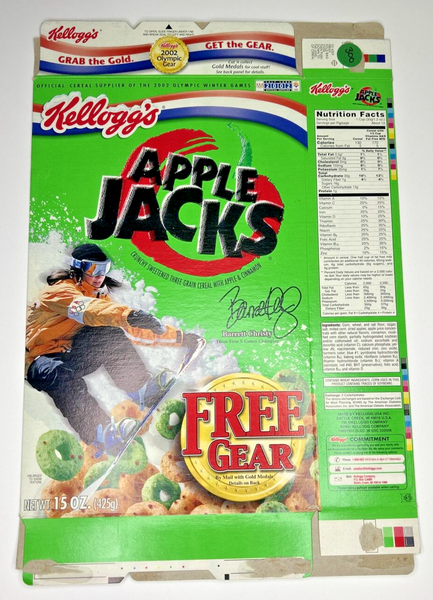 2002 Empty Apple Jacks Olympic Gear Offer 15OZ Cereal Box SKU U200/300