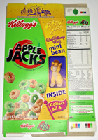 2001 Empty Apple Jacks Disney Mini Bean (Not in Box) 19.1OZ Cereal Box U200/299