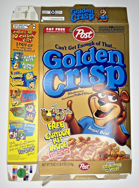 1998 Empty Golden Crisp Cartoon Network Kit Not Included 18OZ Cereal Box U200265