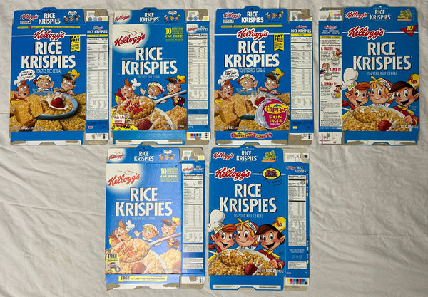 1990's-2000's Empty Rice Krispies 10OZ Cereal Boxes Lot of 6 SKU U199/237