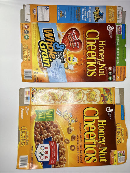 1997 & 2005 Empty 2 Honey Nut Cheerios 27OZ Cereal Boxes SKU U199/250