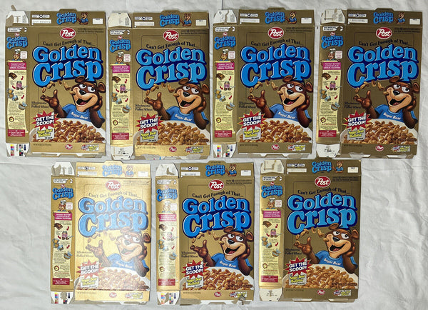 1990's-2000's Empty Golden Crisp 18OZ Cereal Boxes Lot of 7 SKU U199/242