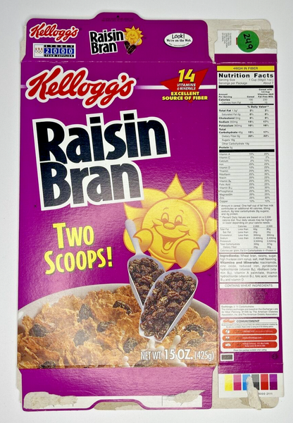 2001 Empty Kellogg's Raisin Bran 15OZ Cereal Box SKU U200/249