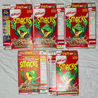 1990's Empty Kellogg's Smacks 17.6OZ Cereal Boxes Lot of 5 SKU U199/239