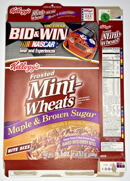 2005 Empty Mini-Wheats Maple Brown Sugar Nascar 16.5OZ Cereal Box SKU U200/262